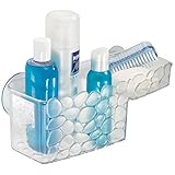 mDesign Pebbles Bathroom Suction Shower Caddy Organizer Basket for Shampoo, Conditioner, Soap - Clear