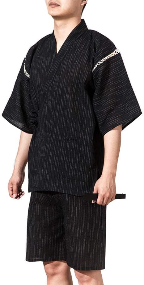 Amazon Co Jp Luckya 温泉浴衣 寝巻き浴衣 メンズ 簡単着付け おしゃれ 甚平メンズ和風ドレッシングガウン着物パジャマスーツサイズxl A06 ホーム キッチン