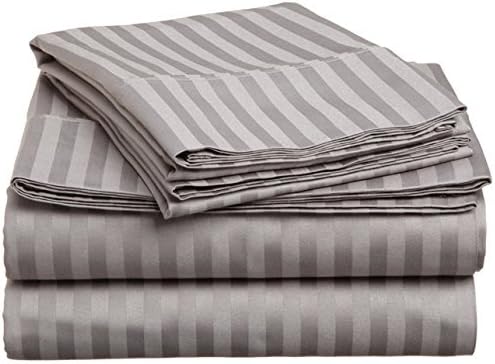 BELLA KLINE DESIGN Deluxe 4pc Striped Full Bed Sheets Set, Grey
