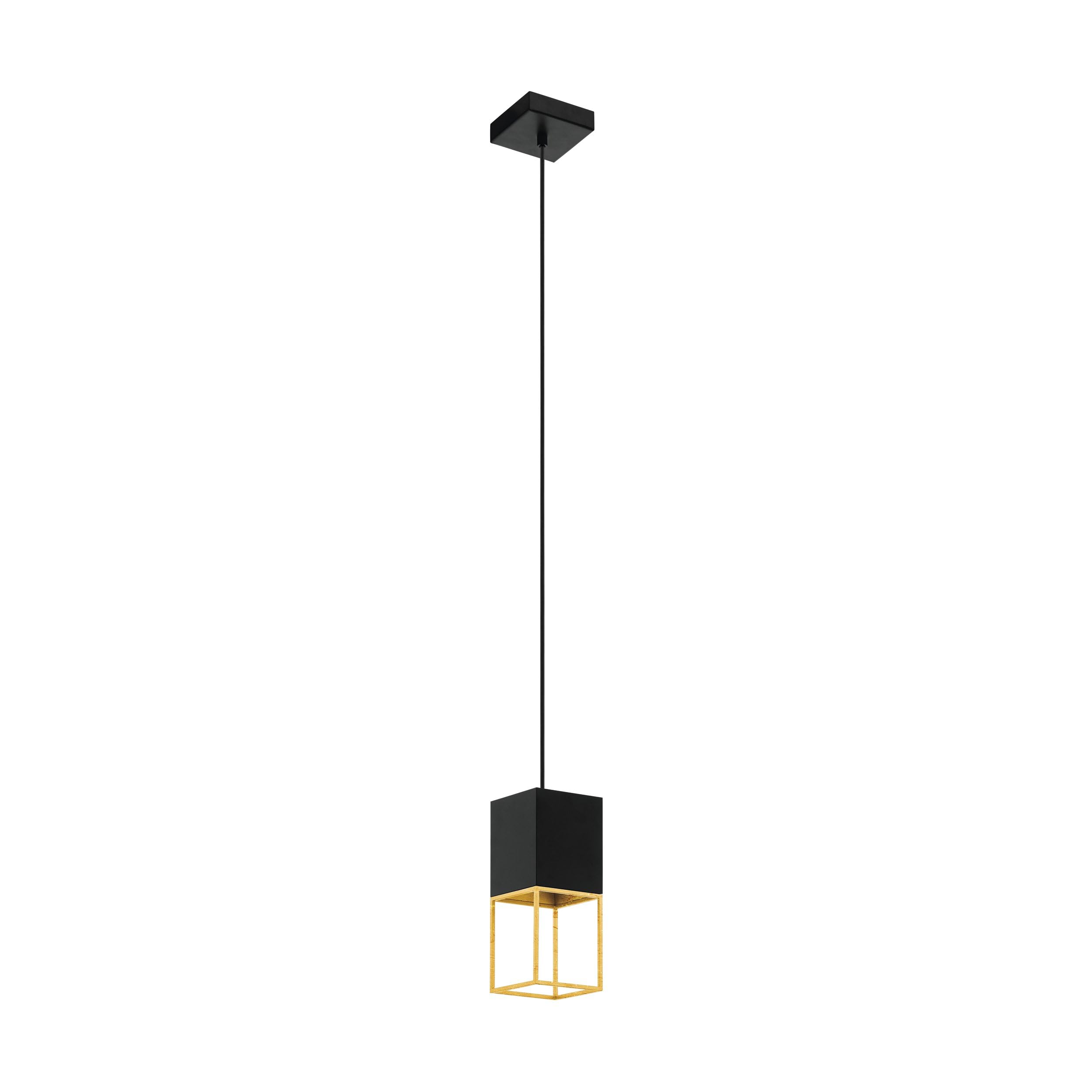 Eglo Pendant Light Montebaldo, 1-Light Hanging Lamp Vintage, Industrial, Steel Pendant Lamp in Black and Gold, Dining Table Light, Hanging Living Room Lamp with GU10 Socket