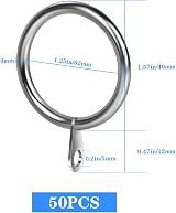 Oiiurly 50 Pack Metal Curtain Rings 32mm Inner Diameter Silver for Curtain Poles view 2