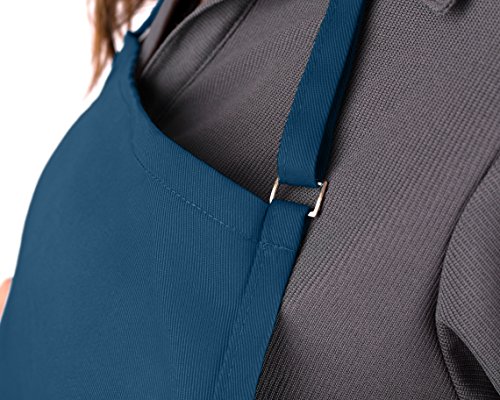 KNG Navy Blue 3 Pocket Adjustable Bib Apron for Men and Women