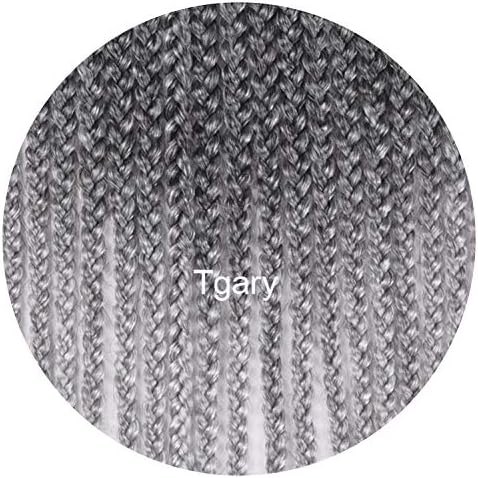 Refined 14" 18" 22" Crochet Hair Box Braids Synthetic Hair 22 Roots Ombre Crochet Braiding Hair Extensions 1-10 Packs,T1B/Silver Gray,14inches,9Packs