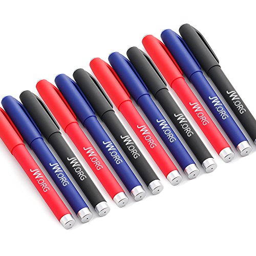 Jw.org Pens with Jw.org Logo 12 Pack-Pens-Blue Black Red Exterior Color Each Color 4 Black Ink Pens -Total 12 Pens