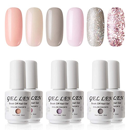 Amazon Com Gellen Gel Polish Set Pure Glitters Series Popular