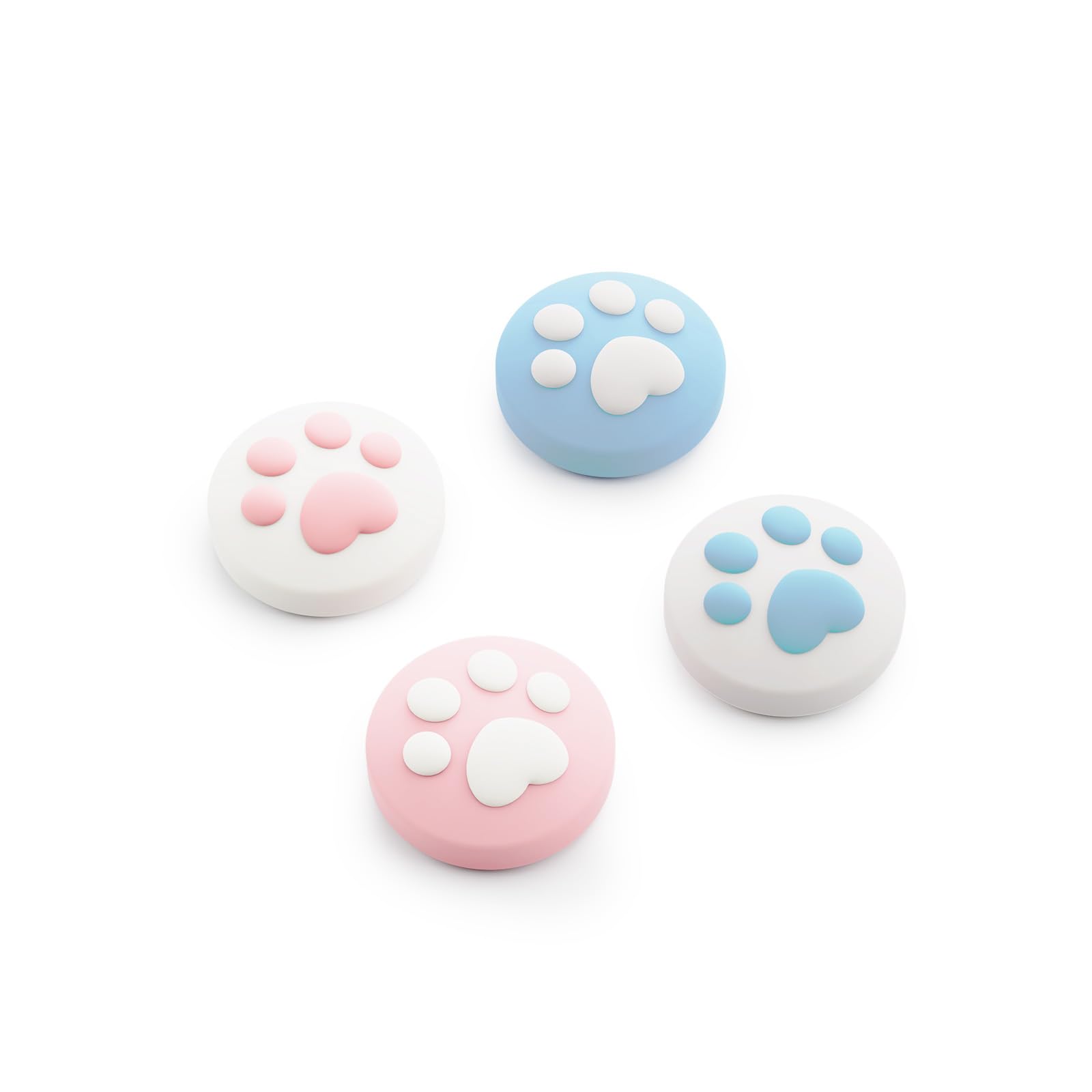 GeekShare Cat Paw Thumb Grips Compatible with Switch 2 Game Console, Anti-slip Silicone Cover Caps for Switch 2025, 4pcs - Pink Blue