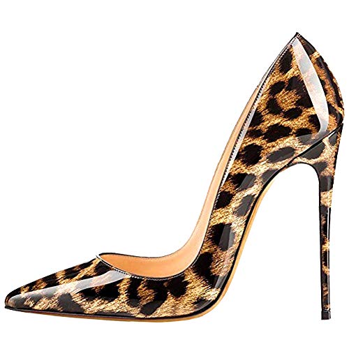 GEEDIAR Women's Stiletto Pumps Thin Heel Shoes Pointy Pumps Ladies Party Dress Pumps Patent Leather Pumps Mules Suede Pumps Wedding Party Basic Pointed Heel Shoes - Thumbnail 4