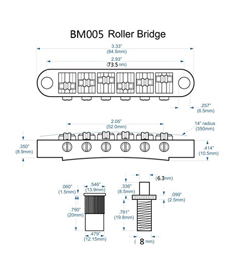 Golden Guitar Roller Saddle Tune-O-Matic Bridge For Gibson Epiphone Les Paul SG Dot Bigsby Guitar M8 Threaded Posts