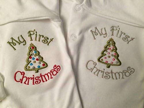 My First Christmas baby wear, Embroidered sleepsuit, Photo Prop. Baby's first Chtistmas, Holiday baby wear, My first Christmas holiday outfit