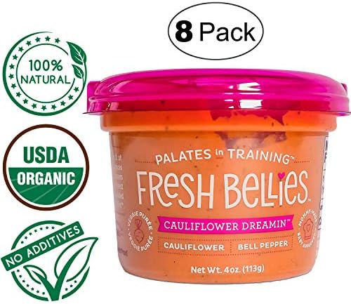 Fresh Bellies Vegan Baby Food for Kids and Toddlers, No Added Sugars, 100% Organic, Gluten Free, Paleo Friendly, 7 Ingredients or Less, Non GMO (4 oz. cups, 8 Pack) - Cauliflower Dreamin'