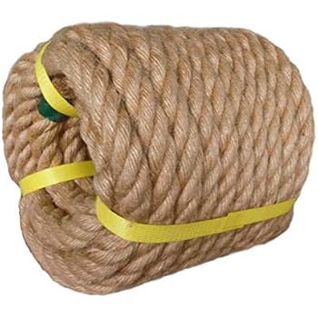 Twisted Manila Rope Jute Rope (3/4 in x 50 ft) Natural Thick Hemp Rope for Crafts, Landscaping, Railings, Hammock, Home Decorating