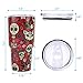 Pandaria 30 oz Stainless Steel Vacuum Insulated Tumbler with Lid - Double Wall Travel Mug Water Coffee Cup for Ice Drink & Hot Beverage, Sugar Skull Red