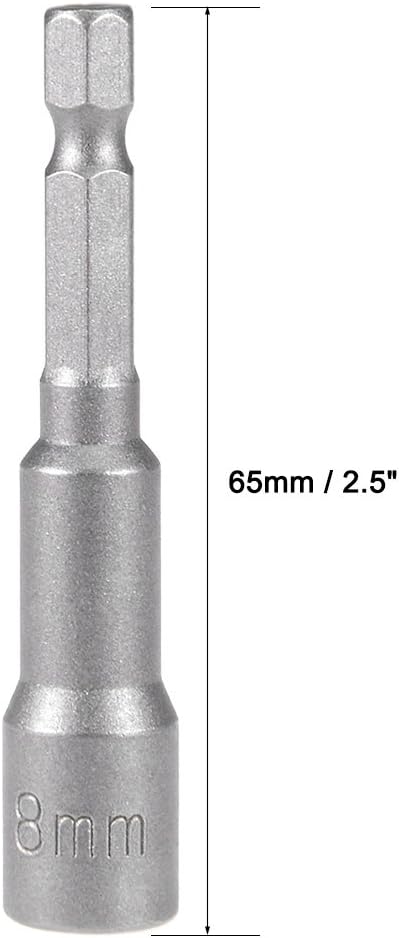 Sourcingmap 5 Pcs 1/4" Quick-Change Hex Shank 8mm Magnetic Nut Setter Driver Drill Bit, 65mm Length, Metric - Image 4
