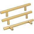 goldenwarm 10 Pack Brushed Brass Cabinet Pulls Drawer Handles Gold Kitchen Hardware - Brass Cabinet Handles Bathroom Hardware Drawer Pulls 4in Hole Centers