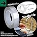 Double Sided Clear Adhesive Gel Grip Tape Removable Two Sided Washable Reusable Heavy Duty Mounting Transparent Tape Gripper for Carpet/Kitchen Rugs/Home Wall Decor/Bathroom/Office/RV Repair (4ft)