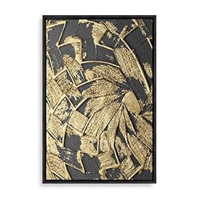 Framed Canvas Home Artwork Decoration Golden Abstract Art Canvas Wall Art for Living Room, Bedroom - 16x24 inches