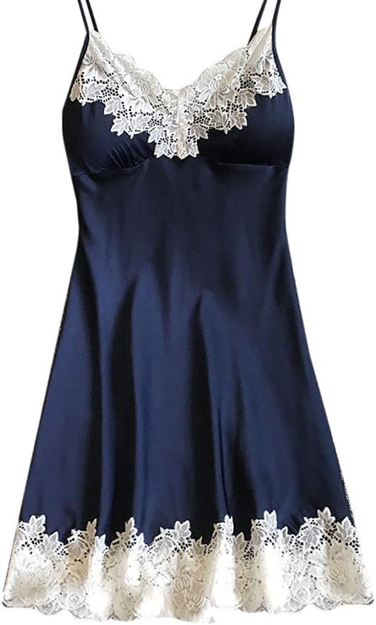 Sexy Lingerie, ALOVEMO Satin Sleepwear Women Ladies Nightwear Nightdress Sexy Lingerie with Chest Pads