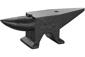 Easmvetaln Cast Steel Anvil,22 Lbs(10kg) Single Horn Anvil,High Hardness Round Horn Anvil Blacksmith with Large Countertop and Stable Base,Metalsmith Tool for Bending and Shaping,Black
