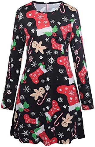Herose Female Festive Patterns Ugly Christmas Dress Funny A-line Minidress Outfits