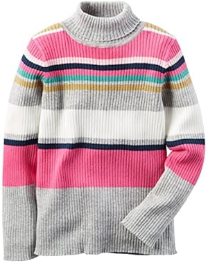Baby Girl's Striped Turtleneck Sweater,12 Months, Pink