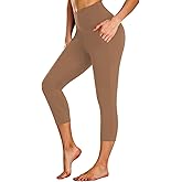 NEW YOUNG Capri Leggings for Women with Pockets,High Waisted Yoga Pants Tummy Control Black Leggings