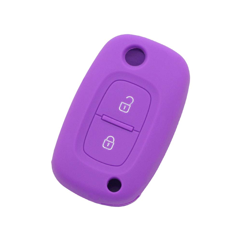 BROVACS Silicone Cover Protector Case Holder Skin Jacket Compatible with RENAULT 2 Button Flip Remote Key Fob CV9352 Purple