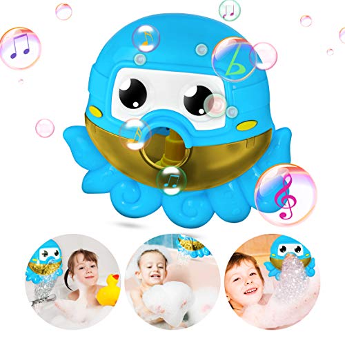 Refasy Bath Toys for Kids 5-7 Years Old,Great Birthday Gifts for Kids Automatic Musical Octopus Bubble Makers for Toddlers 2-4 Years Old Bubble Machine Perfect Christmas Toys Gift for Boys Girls Blue