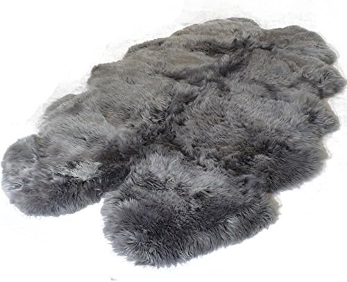 Outlavish Sheepskin Rug Genuine Real Wool Fur, Luxury New Zealand Pelts, Natural Silky Soft Lambs Skin, Thick & Fluffy, Large Chair Throw for Bedroom & Living Area, 3.6x6 ft Volcanic Grey