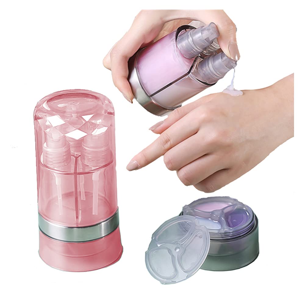 6 in 1 Plastic Empty Travel Bottles for Toiletries and Cosmetics,Leak Proof Refillable containers for travel (Pink)