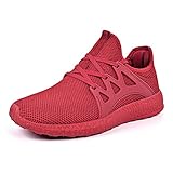 Mxson Men's Casual Sneakers Ultra Lightweight Breathable Mesh Sport Walking Running Shoes, Red, 10 D(M) US