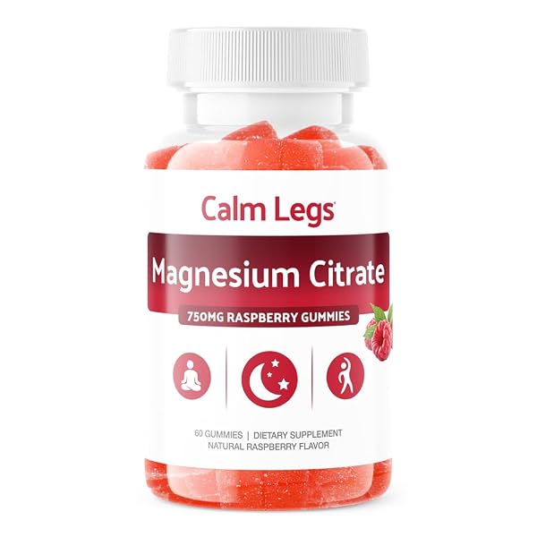 CALM LEGS MAGNESIUM CITRATE GUMMIES SUPPLEMENT | SUPPORTS PEACEFUL REST CALM RELAXATION SLEEP AND CLARITY | 750 MG OF MAGNESIUM LOW SUGAR RASPBERRY FLAVOR | 60 SERVINGS