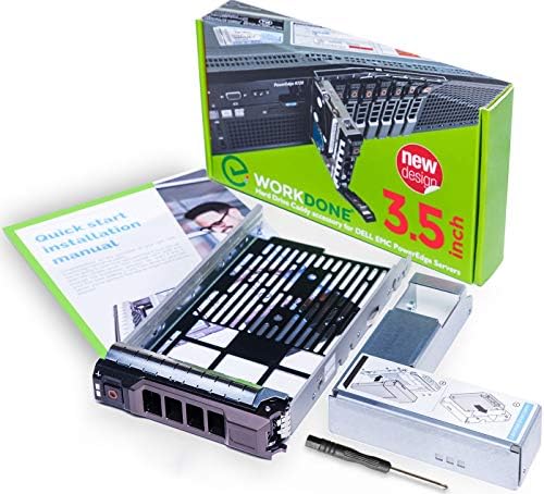 WorkDone 3.5 inch Hard Drive Caddy Tray Compatible for Dell PowerEdge Servers - with 2.5 inch HDD Adapter NVMe SSD SAS SATA Bracket Sled - with Detailed Installation Manual