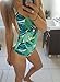 Qpladlse Swimwear Women's One Piece Swimsuit Reversible Lace-Up Bathingsuit(FBA) (L, Green Leaves)