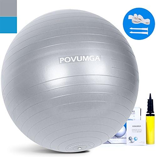 POVUMGA Exercise Ball Heavy Duty Anti-Burst Fitness-Birthing-Stability-Core-Pilates-Gym Balls for Pregnancy, Balance Ball for Desk Chair 55/65/75/cm with Hand Pump