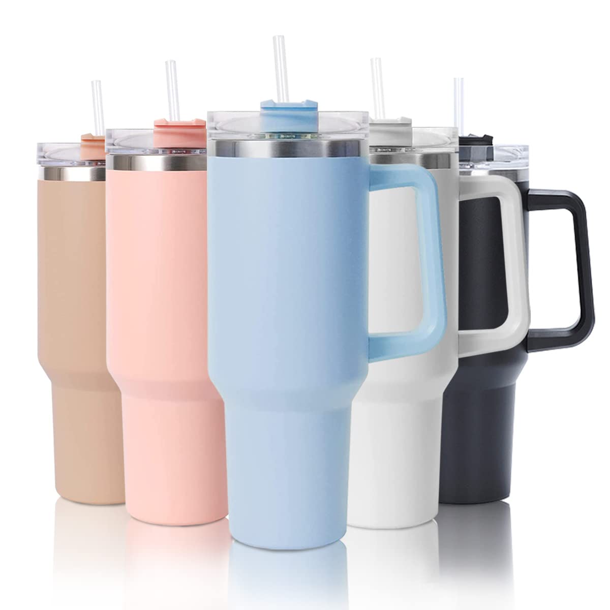 cotton yangda mebiusyhc 40oz Stainless Steel Vacuum Insulated Cup Double Wall Travel Flask Car Coffee Mug Tumbler with Straw with Handle for Hot Iced Coffee, Blue