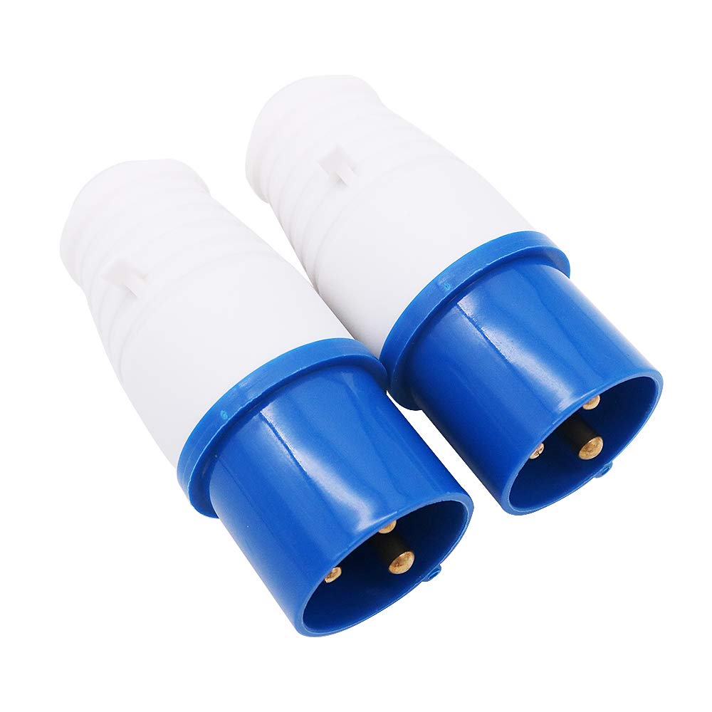 POFET 2Pcs Power Plus 3 Pin Plugs 32AMP 220-250 Volt Replacement Plugs - Blue, 2#