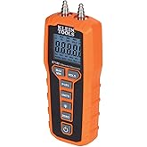 Klein Tools ET180 Digital Manometer, Air and Gas Pressure Tester, Differential Dual Port Pressure Gauge, Large LCD Display wi