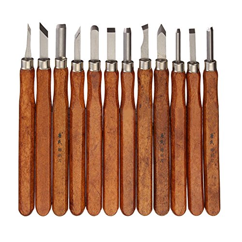 Gimiton 12 PCS Wood Carving Tools Kit, Wood Carving Chisels Knife Kit with Storage Case for Rubber, Small Pumpkin, Soap, Vegetables, Kids & Beginners (12pcs/Carving Tool) - Thumbnail 2