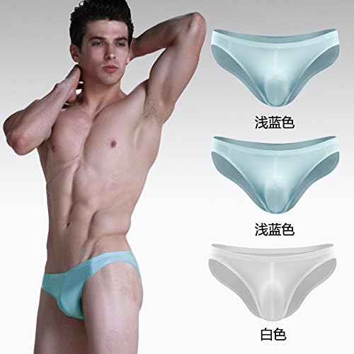 ZHFC-3 Pack ice Traceless Briefs Men Thin Waist Sexy one-Piece Transparent Underwear