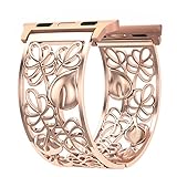 Apple Watch Band 42mm Women Rose Gold, Hollow Floral Apple Watch Replacement Strap, Jewelry iWatch Bands for Series 3,2,1,Sport,Nike+
