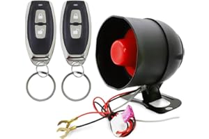 VJOYCAR Wireless Car Alarm with Remote Control Anti-Theft Burglar Vibration Sensor Horn Siren Universal 12V Vehicle Security System Auto DIY Install (New Manual Control*2)