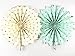 SUNBEAUTY Mint Cream Gold Paper Pom Poms Flowers 10pcs Gold Dot Paper Fans Collection Wedding Bridal Shower/ Bachelorette Party Decorations