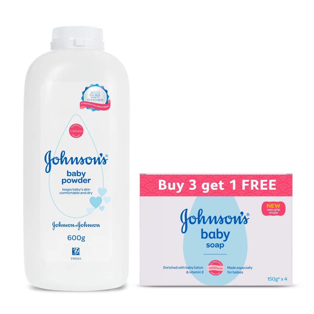 Johnson's Baby Powder 600g + Johnson's Baby Soap 150g (Buy 3 Get 1 Free)