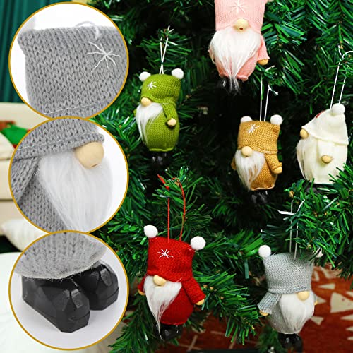 1Tomte Christmas Hanging Gnomes Ornaments, 6 PCS Handmade Swedish Tomte Decorations Plush Scandinavian Santa Elf Hanging Dolls for Christmas Holiday Party Decorations