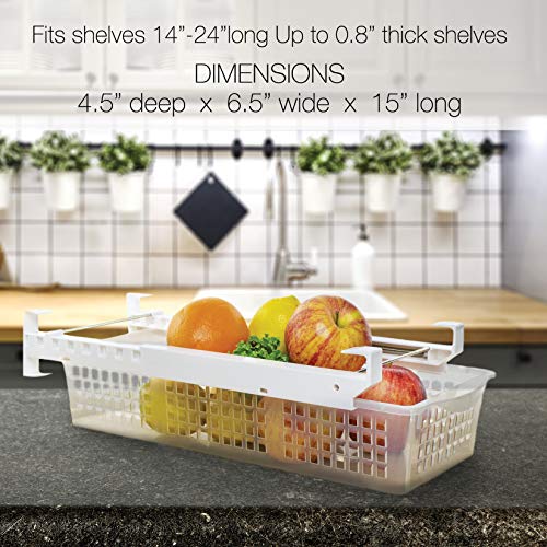Fridge Organizer Drawer, Refrigerator Pull-Out Bin | Adjustable, Installs Under Shelf | Fits Most Fridges, Clear Plastic | BPA Free - Thumbnail 6