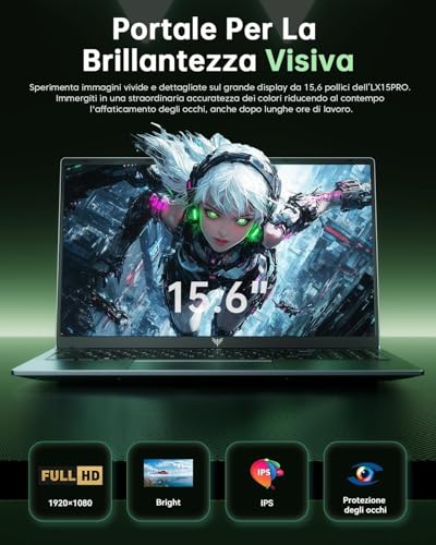 KAIGERR Laptop Gamer 15.6" FHD, Ryzen 5 7430U (hasta 4.3GHz), 16GB RAM 512GB SSD, Win 11 Pro Laptop, WiFi 6 + BT5.2,HDMI, Teclado en Español | Larga Duración | Portátil para Gaming, Oficina y Estudio