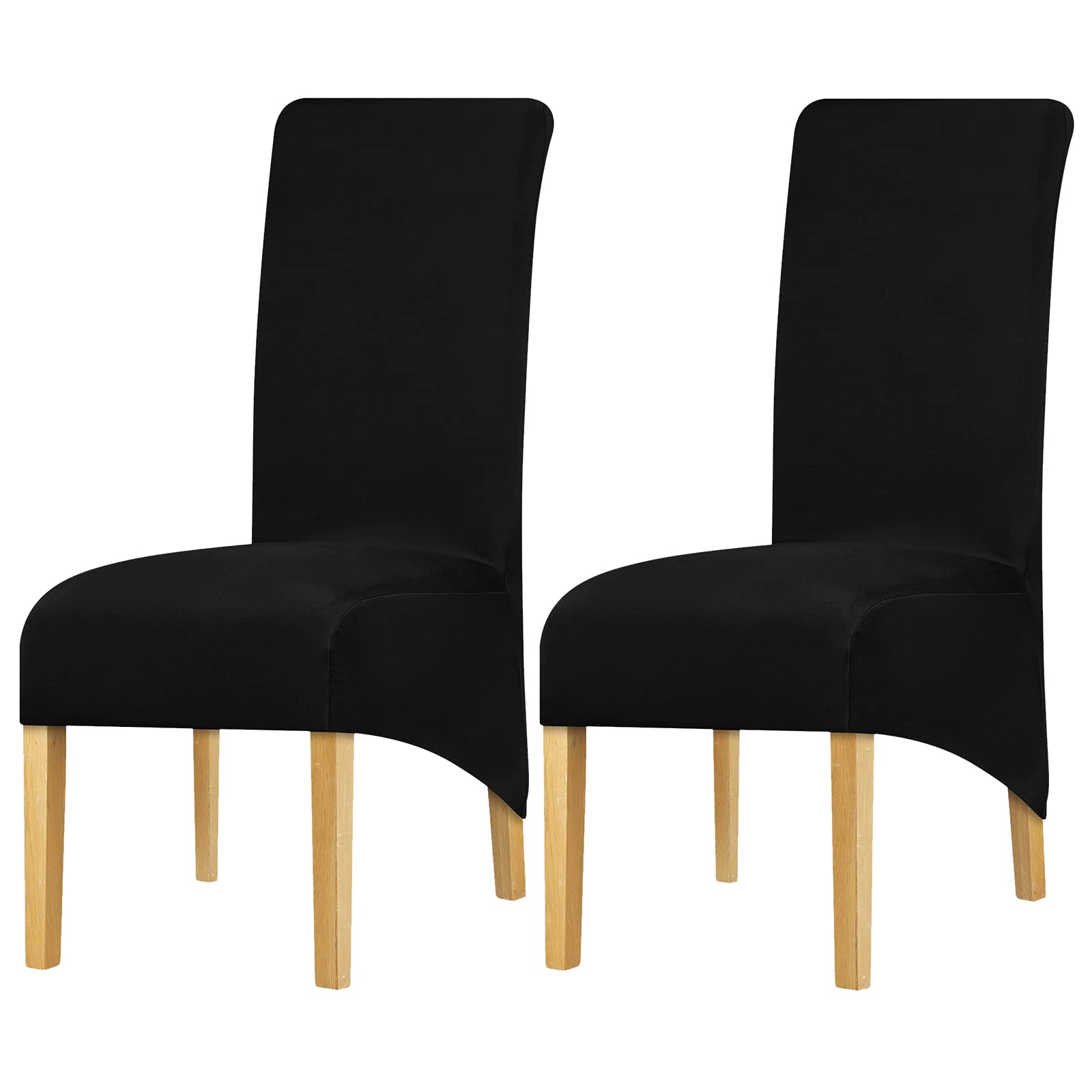 Leorate Plus Size Chair Cover Stretch Spandex High Back Chair Slipcover for Wedding Party Dining Room Home Decor Black 2 pieces
