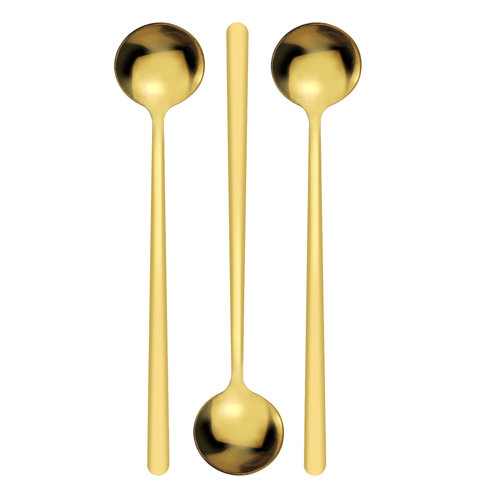 Photo 1 of 1 Pack Coffee Spoons, Round Dessert Spoons, Stainless Steel Tea Spoon Set for Chocolate, Cake,Ice Cream (3, Gold)