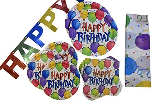 Birthday Party Supplies – Set of Party Plates Napkins Tablecloth and Banner - Birthday Party Ideas