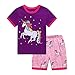 RKOIAN Little Girls' Short Pajamas Sets Toddler PJS Cotton Kids Sleepwears (Purple, 5T)
